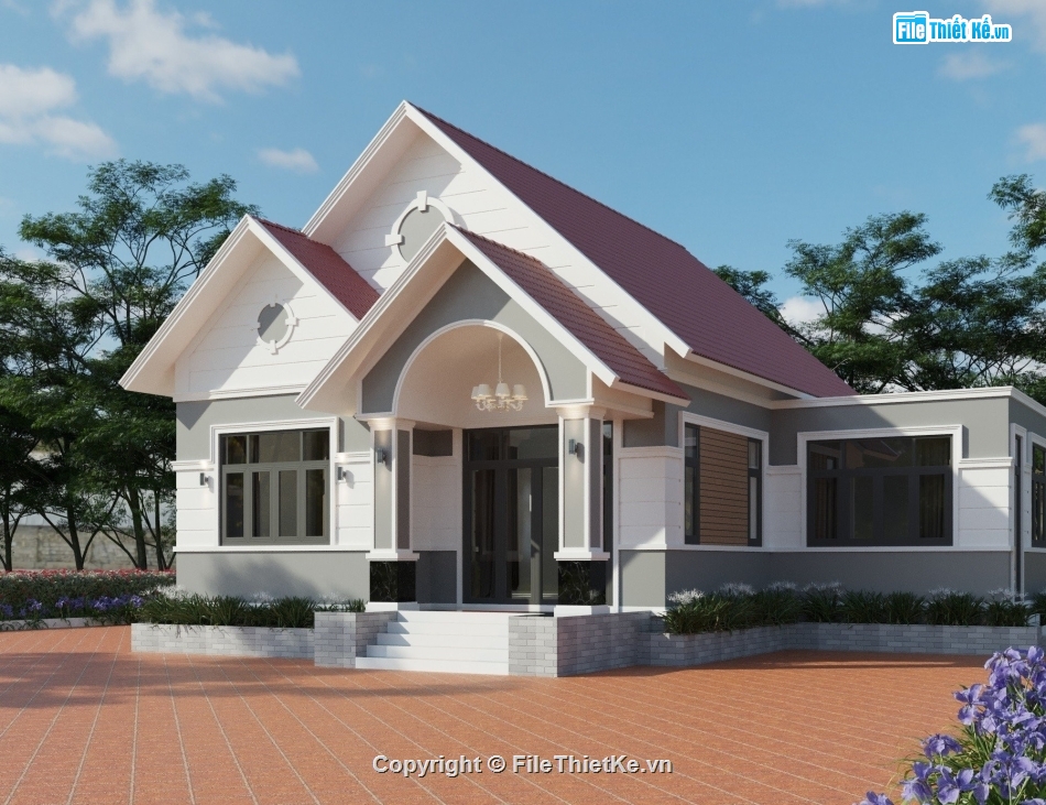 nhà cấp 4,Mẫu nhà mái Thái,cad nhà cấp 4
